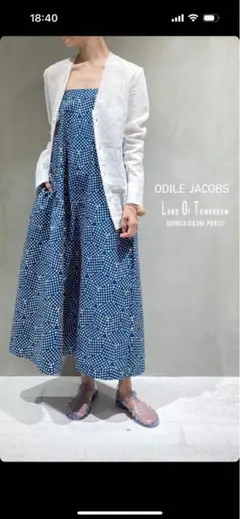ODILE JACOBS オディールジェイコブス 美品 ODILE JACOBS | スクエアネック プリントドレス WOMEN