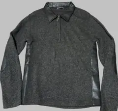 美品 レザー ニット ダークグレー Lサイズ