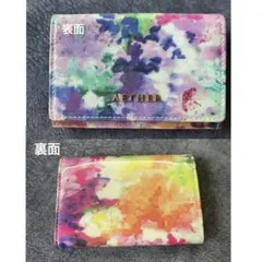 AETHER エーテル　エナメルレザー　花柄　名刺入れ　定期入れ　カードケース