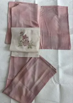 【逸品*.】絽縮緬　単衣　着物　ピンク　作家作品