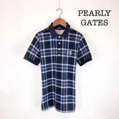 PEARLY GATES 半袖 ポロシャツ チェック ブラック ネイビー 4