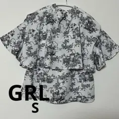 GRLトワルドジュイ柄ケープブラウス【ta009】 ボウタイ付きSサイズ