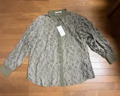 ELENCARE DUE オリーブ色レース長袖シャツ　新品タグ付き
