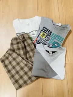 Tシャツ3枚とチェックパンツセット