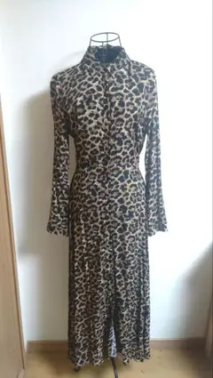 レオパード柄 長袖 シャツワンピース✴ダークコケット✴✴ダークコア✴マクブリング