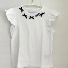 タルティーヌエショコラ リボン 袖 フリル Tシャツ 130cm 女の子
