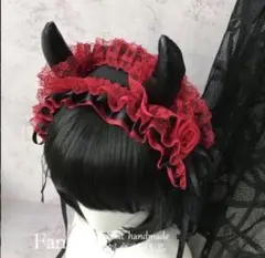 小悪魔的ヘッドドレス　ブラック×レッド