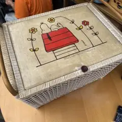 スヌーピー 　ラタン収納ボックス　収納カゴ　昭和レトロ