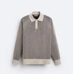 ZARA テクスチャーニットポロシャツ