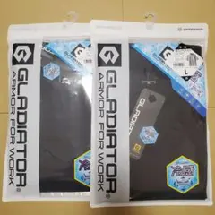 冷感ストレッチ モックネックシャツ Lサイズ 半袖 ブラック ×2枚セット