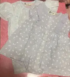 花柄ロンパース2色セット（紫・水色）