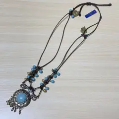 ボヘミアン ネックレス 青いクラックストーン 新品未使用品