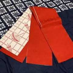 ビンテージ 半幅 麻の葉 傘 絹 帯