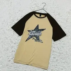 【ロムウェ】 ❣️半袖デザインTシャツ❣️星 トップス カジュアル 茶 黄 S 夏
