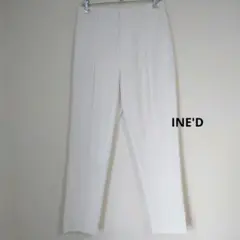 イネド/INE'D スラックスズボン　白ホワイト　無地　美ライン　小さめS