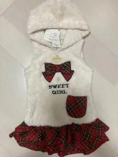 女の子95 ワンピース ベスト ファー クリスマス フード付き