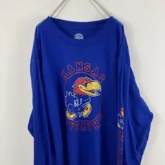 USA古着 KANSAS JAYHAWKS 長袖Tシャツ ロンT 青