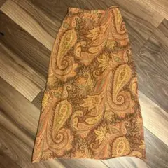 SCAPA ペイズリー柄シルクタイトロングスカート 38