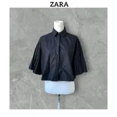 ★ ZARA ザラ　プリーツ　ボリュームスリーブ　ボタン　七分袖　シャツ