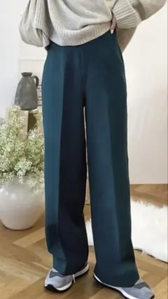 classicalelf 裏起毛ハイウエストセンタープレスパンツ