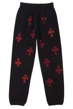 Black Red Rhinestone Jogger SS Sサイズ