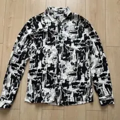 ZARA　白黒抽象パターン メンズ長袖シャツ