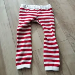 8/10まで出品　10分丈マチ付きレギンス レッドボーダー ８０９０　ベルメゾン