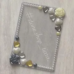 B8【薔薇＊ハート＊ビジュー＊パール】硬質ケース♡デコ♡イエロー・ブラック系