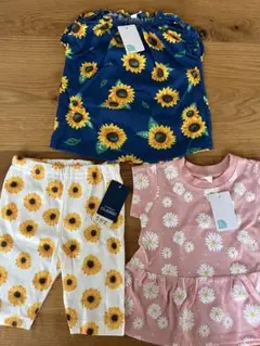 【新品】女の子ベビー夏服　Tシャツパンツ3着セット　サイズ80cm