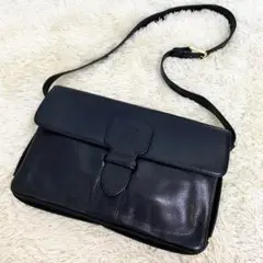 ロエベ ショルダーバッグ アナグラム ナッパレザー フラップ ブラック 金具