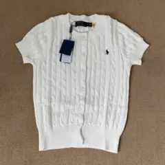 ✨POLO RALPH LAUREN ホワイト 半袖 ボタンダウン セーター S