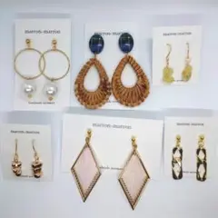 21、お買い得)ハンドメイドゴールドピアス　6点おまとめ品