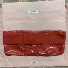 ミュウミュウ クラッチバッグ リボン エナメル ピンク♡miumiu