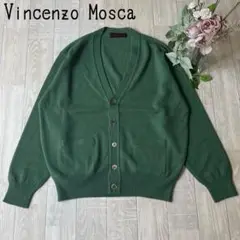 【Vincenzo Mosca】カシミヤ　メンズ　Vネックカーディガン　グリーン