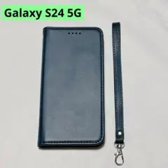 スマホケース Galaxy S24 5G 手帳型 財布型 ネイビー シンプル