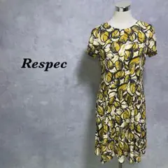 Respec ミディワンピース ボタニカル柄 タック マルチカラー M 4226