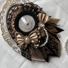 【 No.15 ゴールド × 黒 】色違い◎ 痛ロゼット ハンドメイド