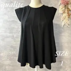 qualite ナチュラルストレッチフレアーブラウス　ブラック　1サイズ