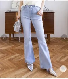 Clear ミドルライズフレアデニムパンツ XS ライトブルー