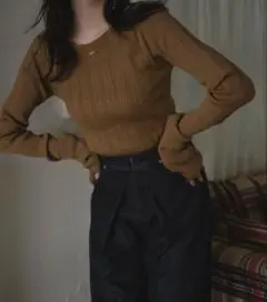 mideal long sleeve rib knit ロングスリーブリブニット