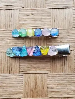 琉球ガラスのヘアクリップ2本セット☆No.685