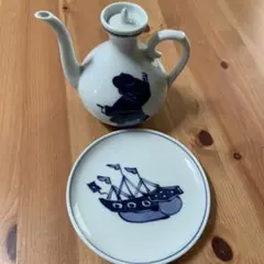 新品 有田焼 青花 しん窯 醤油さし受け皿付き