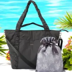 Francfrancクラシックフラワートラベルバック♡ダークグレー新品オマケ付き