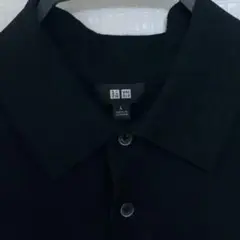 1 ユニクロ UNIQLO ウォッシャブルニットポロセーター半袖　L ブラック