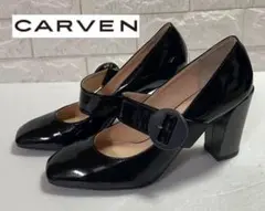 【未使用 極美品】CARVEN エナメル パテント ストラップ パンプス 黒