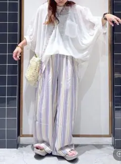 ニコアンド　リネン天竺ドルマンプルオーバー