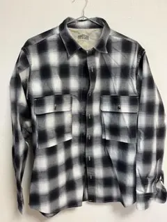 白黒 チェック柄 シャツ 長袖