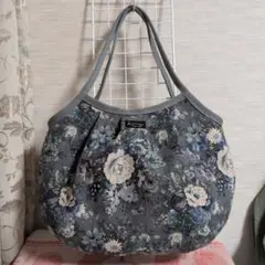 YUWA グレーばら　Lサイズ グラニーバッグ　ハンドメイド
