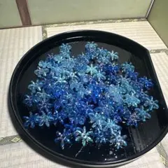 プロペラビーズ　フラワービーズ 14mm 50個＋α 青色系ミックス