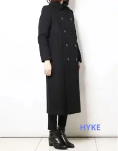 HYKE メルトン ロング ピーコート